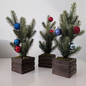 Artificial Christmas Tree 3-Pack – 9.5" Green Mini Trees with Balls Target